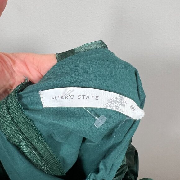 Altard State Babydoll Mini Dress Size XL Green Flutter Sleeve Tie Back Party - Picture 3 of 12